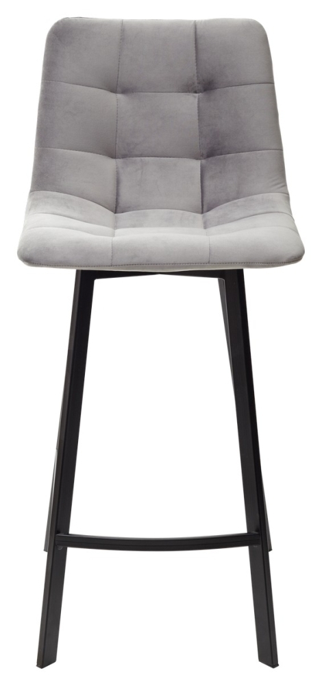 Товар Полубарный стул CHILLI-QB SQUARE светло-серый #26, велюр / черный каркас (H=66cm) М-City MC61932