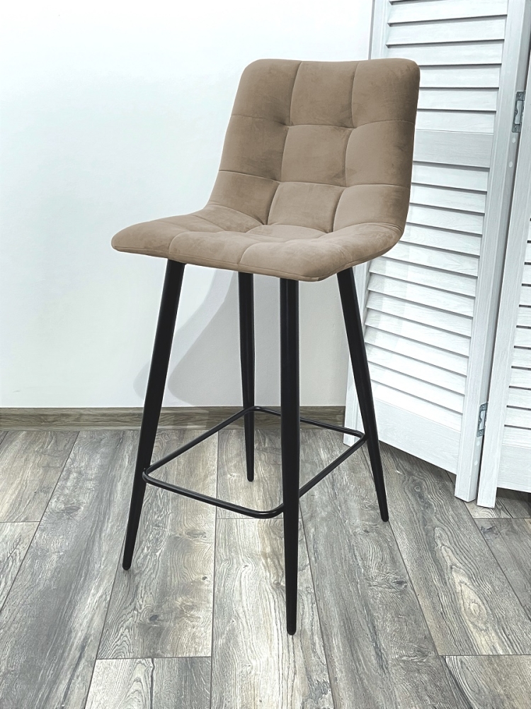 Товар Полубарный стул CHILLI-QB латте #25, велюр / черный каркас (H=66cm) М-City MC63865
