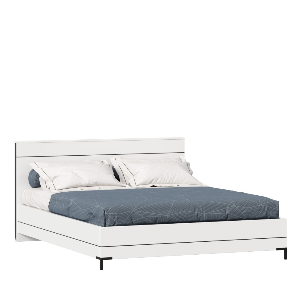 Норд Кровать двуспальная 1600 (Белый/Черный) LD53705