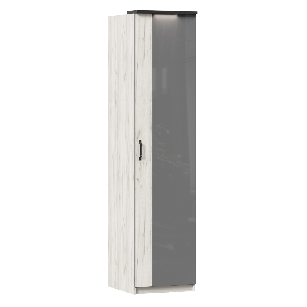 Техно Шкаф одностворчатый с комбинированной дверью (Дуб Крафт белый/Серый шифер) LD53571