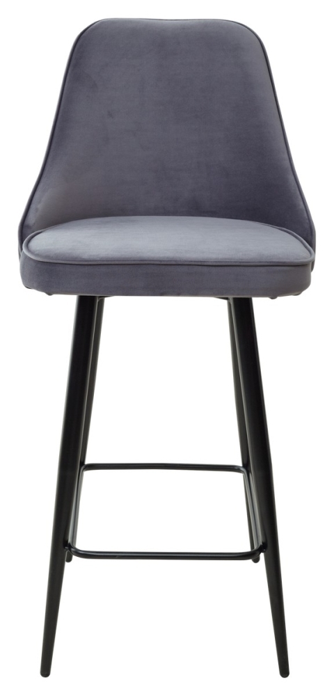 Товар Полубарный стул NEPAL-PB СЕРЫЙ #27, велюр/ черный каркас (H=68cm) М-City MC63289