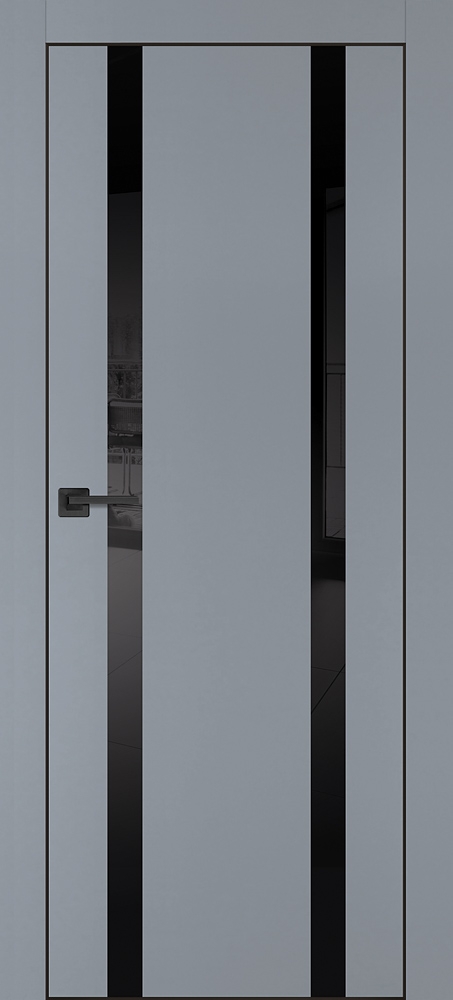Межкомнатная дверь PX-9  черная кромка с 4-х ст. Серый матовый