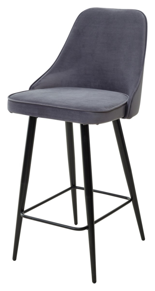 Товар Полубарный стул NEPAL-PB СЕРЫЙ #27, велюр/ черный каркас (H=68cm) М-City MC63289