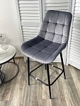 Полубарный стул ХОФМАН, цвет H-14 Серый, велюр / черный каркас H=63cm М-City MC62756 фото