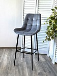 Барный стул ХОФМАН, цвет H-14 Серый, велюр / черный каркас М-City MC63172 фото