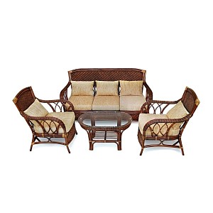Товар Комплект для отдыха "ANDREA" (диван + 2 кресла + журн. столик со стеклом + подушки) TETC7316