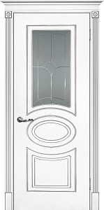 Товар Межкомнатная дверь Смальта 03 Белый ral 9003  патина серебро