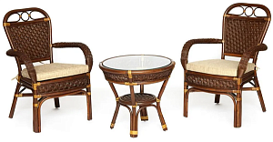 Товар Комплект террасный ANDREA (стол кофейный со стеклом + 2 кресла + подушки) TETC12994