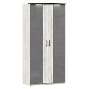 Товар Техно Шкаф двухстворчатый с комбинированными дверями (Дуб Крафт белый/Серый шифер) LD53569
