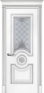 Товар Межкомнатная дверь Смальта 18 Белый ral 9003  патина серебро
