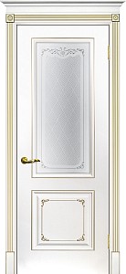 Товар Межкомнатная дверь Смальта 14 Белый ral 9003  патина золото