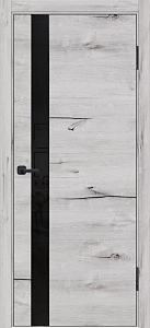 Товар Межкомнатная дверь Лу-45 (арктик, черное стекло,900x2000)