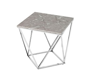 Товар Журнальный столик Авалон 61*61 серый мрамор сталь серебро SG8102