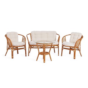 Товар Комплект для отдыха "BAHAMA" (диван + 2 кресла + стол со стеклом ) /с подушками/ TETC10090