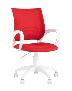 Товар Кресло офисное Topchairs ST-BASIC-W спинка белая сетка сиденье красная ткань крестовина белый пластик SG5549