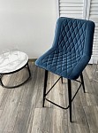 Полубарный стул Поль синий #29, велюр / черный каркас (H=66cm) М-City MC62674 фото
