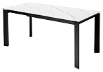 Стол CORNER 120 MATT WHITE MARBLE SOLID CERAMIC / BLACK, ®DISAUR MC62218 фото