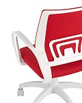 Кресло офисное Topchairs ST-BASIC-W спинка белая сетка сиденье красная ткань крестовина белый пластик SG5549 фото