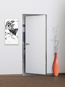 Товар Межкомнатная дверь Фьюжн REVERS, кромка AL хром с 3-х сторон белый грунт