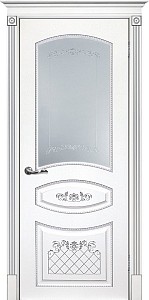 Товар Межкомнатная дверь Смальта 05 Белый ral 9003  патина серебро