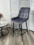 Полубарный стул ХОФМАН, цвет H-14 Серый, велюр / черный каркас H=63cm М-City MC62756 фото