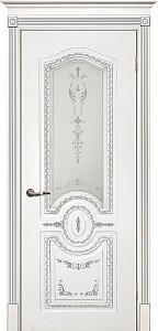 Товар Межкомнатная дверь Смальта 11 Белый ral 9003  патина серебро