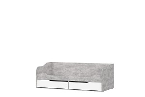 Товар Мебель для бытовых и общественных помещений. Набор мебели для квартиры Модульная система Грей модуль Кровать-диван с ящиками (0,9*2,0) (Без фотопечати) Цемент светлый/Белый