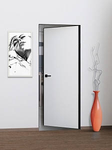 Товар Межкомнатная дверь Фьюжн REVERS, кромка AL черная с 3-х сторон белый грунт