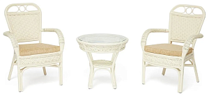 Товар Комплект террасный ANDREA (стол кофейный со стеклом + 2 кресла + подушки) TETC13337