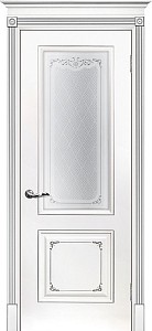 Товар Межкомнатная дверь Смальта 14 Белый ral 9003  патина серебро