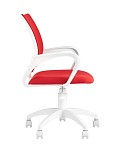Кресло офисное Topchairs ST-BASIC-W спинка белая сетка сиденье красная ткань крестовина белый пластик SG5549 фото