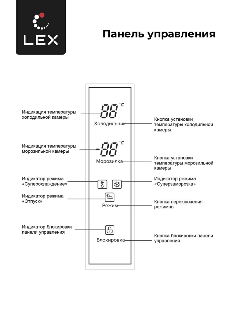 Товар Холодильник Холодильник  трехкамерный отдельностоящий с инвертором LEX LCD450GlGID