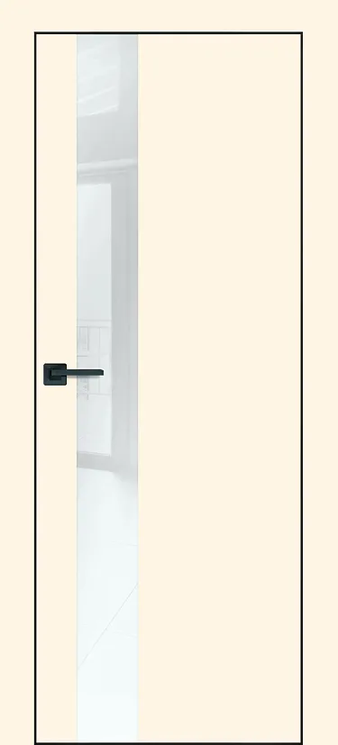 Межкомнатная дверь PX-10 черная кромка с 4-х ст. Дуб скай белый