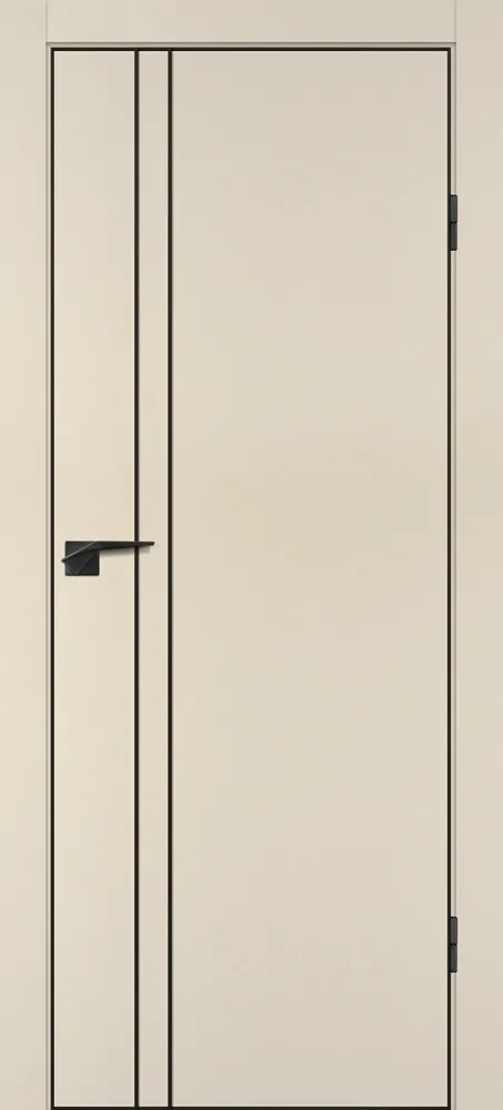 Межкомнатная дверь P-20  черный молдинг PET,  кромка ABS черная c 4-х ст. Бежевый матовый