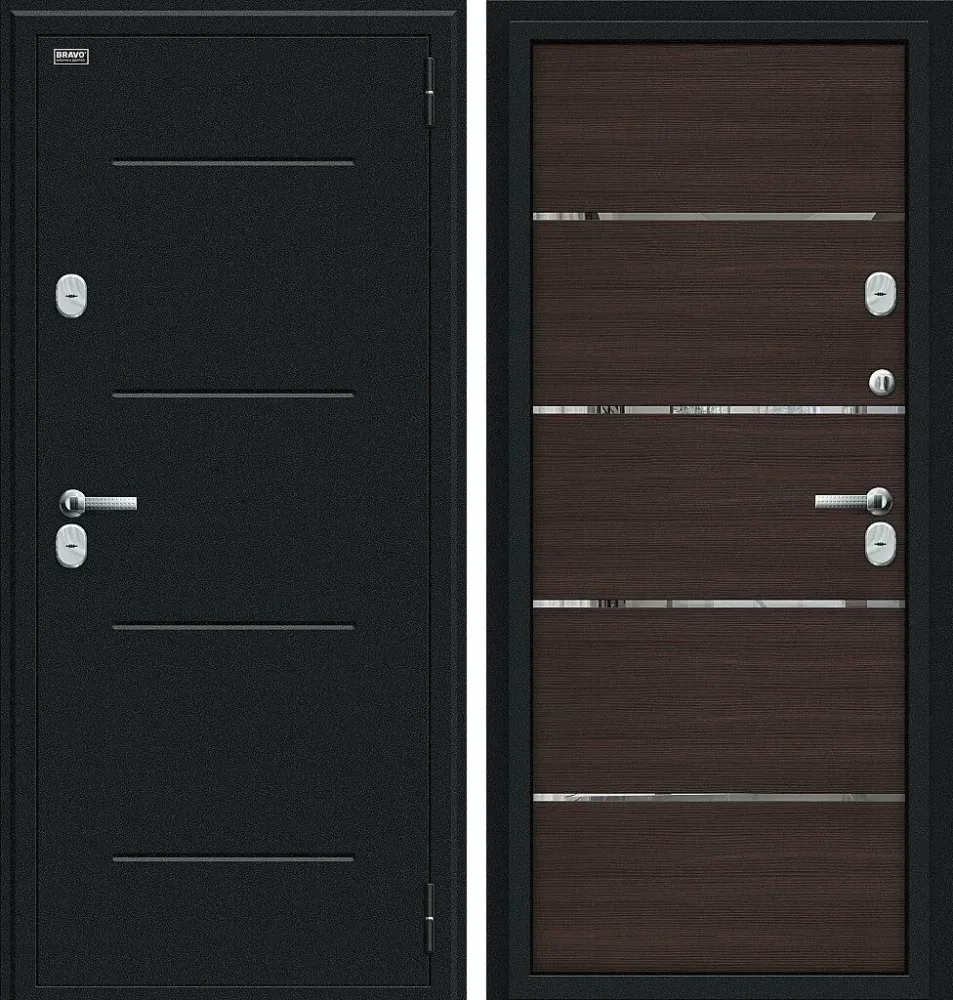 Фото Дверь Thermo Лайн Букле черное/Wenge Veralinga BR4579